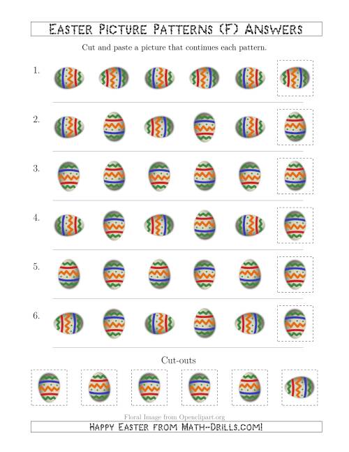 The Easter Egg Picture Patterns with Rotation Attribute Only (F) Math Worksheet Page 2