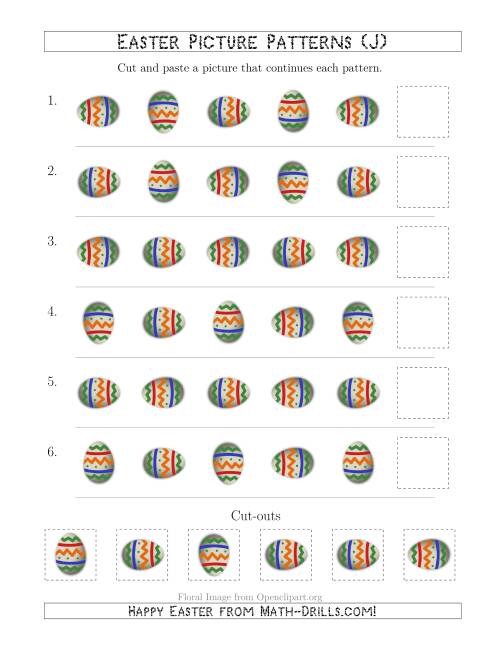 The Easter Egg Picture Patterns with Rotation Attribute Only (J) Math Worksheet
