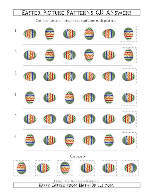 The Easter Egg Picture Patterns with Rotation Attribute Only (J) Math Worksheet Page 2