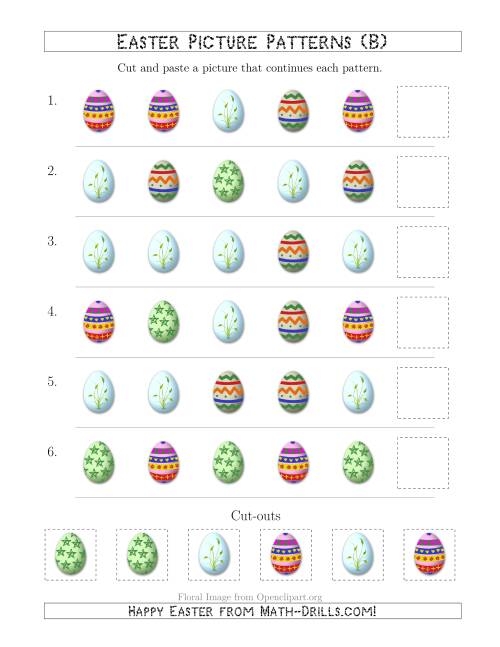 The Easter Egg Picture Patterns with Shape Attribute Only (B) Math Worksheet