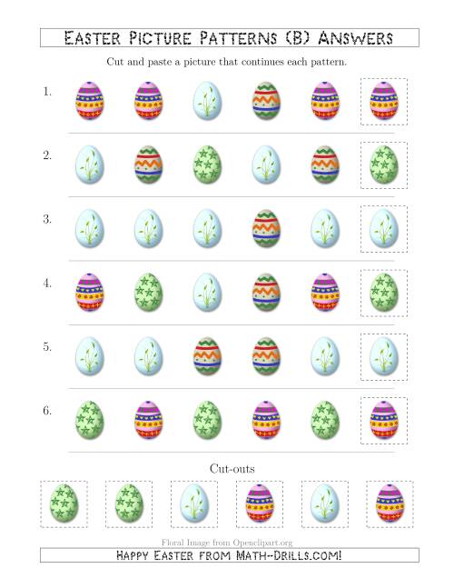 The Easter Egg Picture Patterns with Shape Attribute Only (B) Math Worksheet Page 2