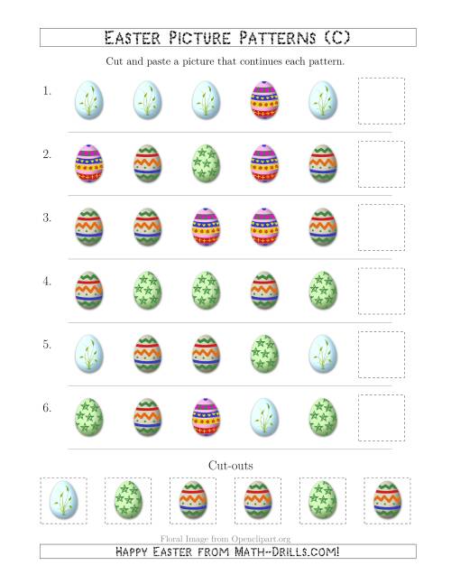 The Easter Egg Picture Patterns with Shape Attribute Only (C) Math Worksheet