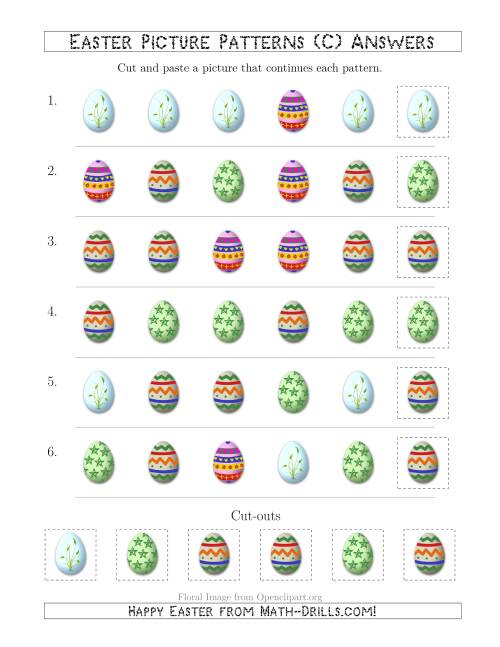 The Easter Egg Picture Patterns with Shape Attribute Only (C) Math Worksheet Page 2