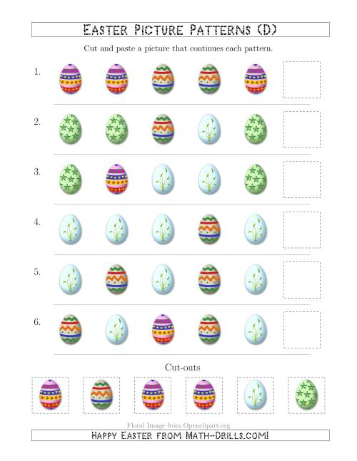 The Easter Egg Picture Patterns with Shape Attribute Only (D) Math Worksheet