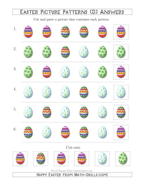 The Easter Egg Picture Patterns with Shape Attribute Only (D) Math Worksheet Page 2