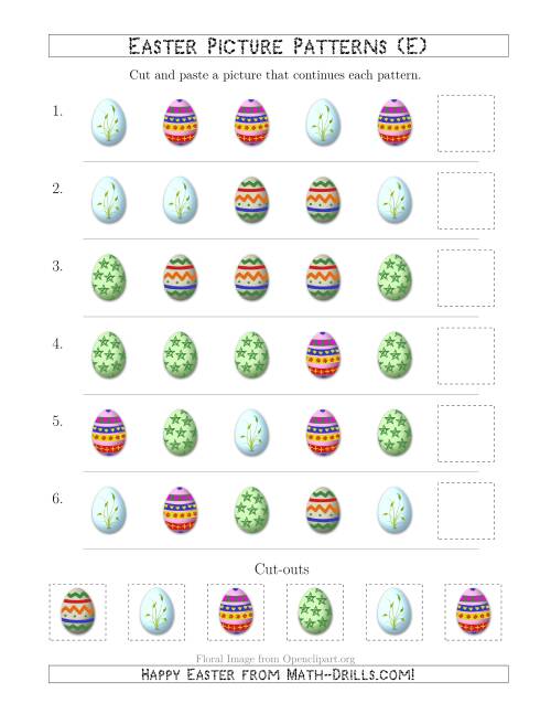 The Easter Egg Picture Patterns with Shape Attribute Only (E) Math Worksheet