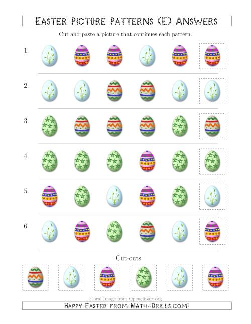 The Easter Egg Picture Patterns with Shape Attribute Only (E) Math Worksheet Page 2