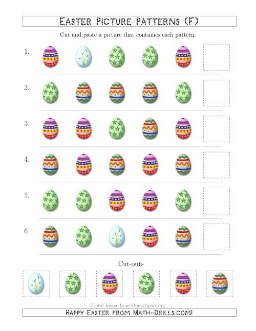The Easter Egg Picture Patterns with Shape Attribute Only (F) Math Worksheet