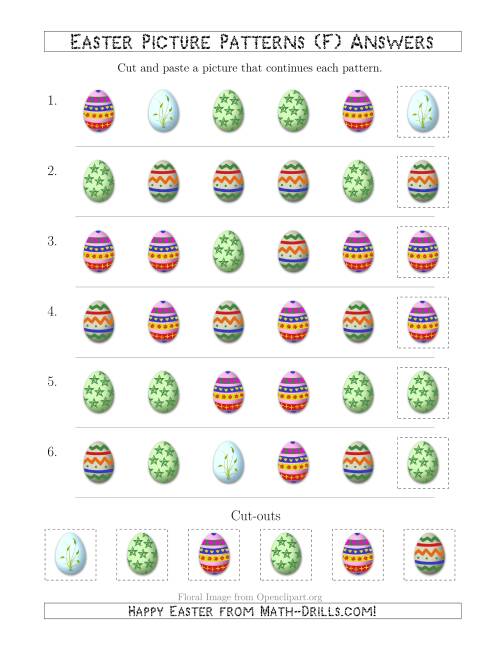 The Easter Egg Picture Patterns with Shape Attribute Only (F) Math Worksheet Page 2