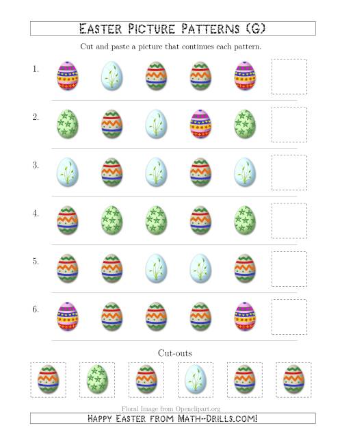 The Easter Egg Picture Patterns with Shape Attribute Only (G) Math Worksheet