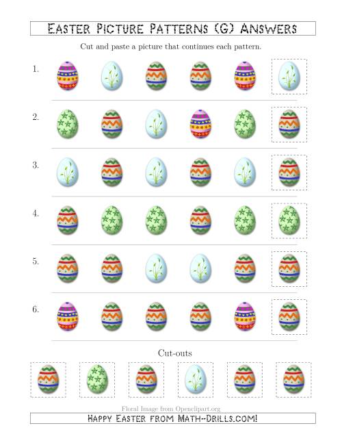 The Easter Egg Picture Patterns with Shape Attribute Only (G) Math Worksheet Page 2