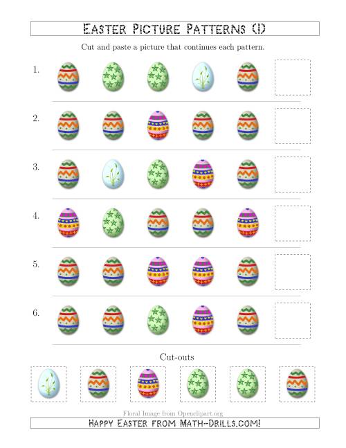 The Easter Egg Picture Patterns with Shape Attribute Only (I) Math Worksheet