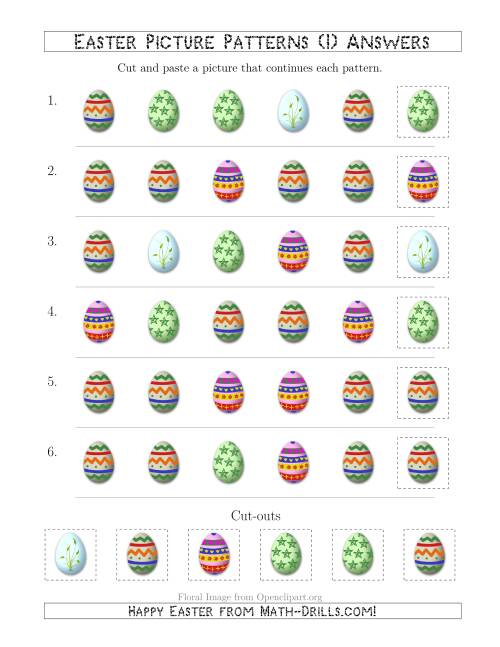 The Easter Egg Picture Patterns with Shape Attribute Only (I) Math Worksheet Page 2