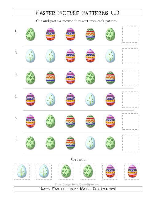 The Easter Egg Picture Patterns with Shape Attribute Only (J) Math Worksheet