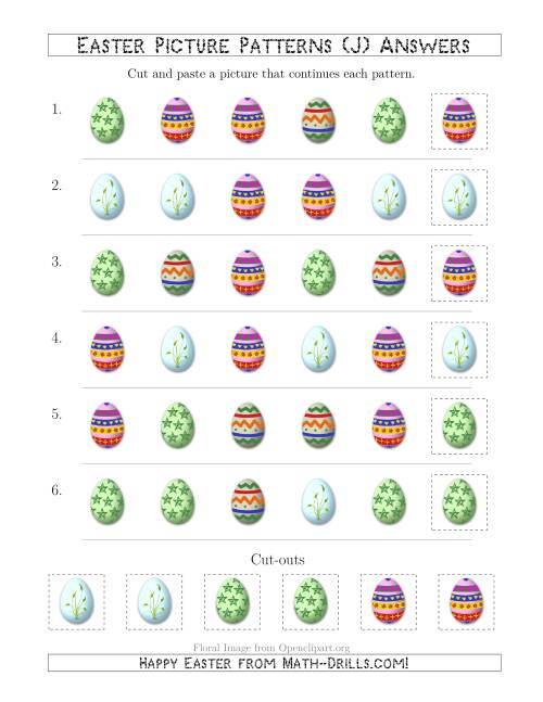 The Easter Egg Picture Patterns with Shape Attribute Only (J) Math Worksheet Page 2