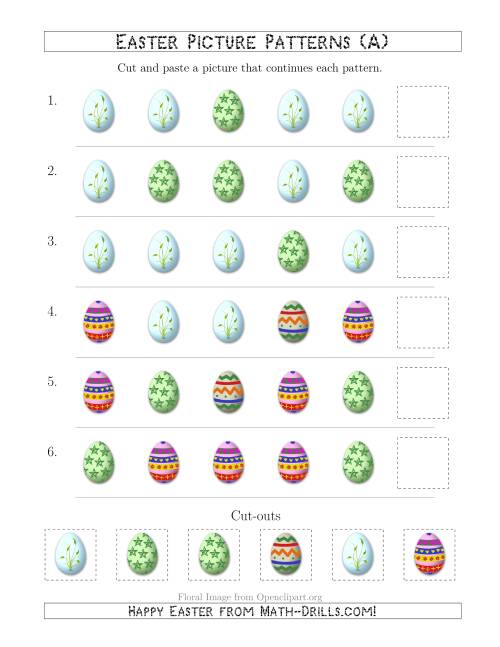 The Easter Egg Picture Patterns with Shape Attribute Only (All) Math Worksheet
