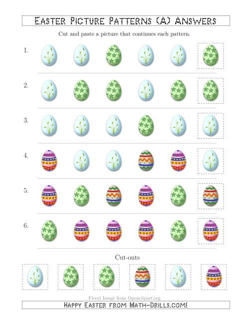 The Easter Egg Picture Patterns with Shape Attribute Only (All) Math Worksheet Page 2