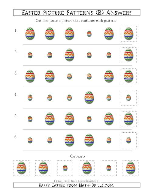 The Easter Egg Picture Patterns with Size Attribute Only (B) Math Worksheet Page 2