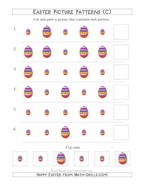 The Easter Egg Picture Patterns with Size Attribute Only (C) Math Worksheet