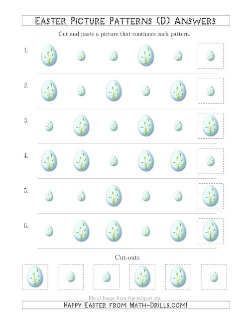 The Easter Egg Picture Patterns with Size Attribute Only (D) Math Worksheet Page 2