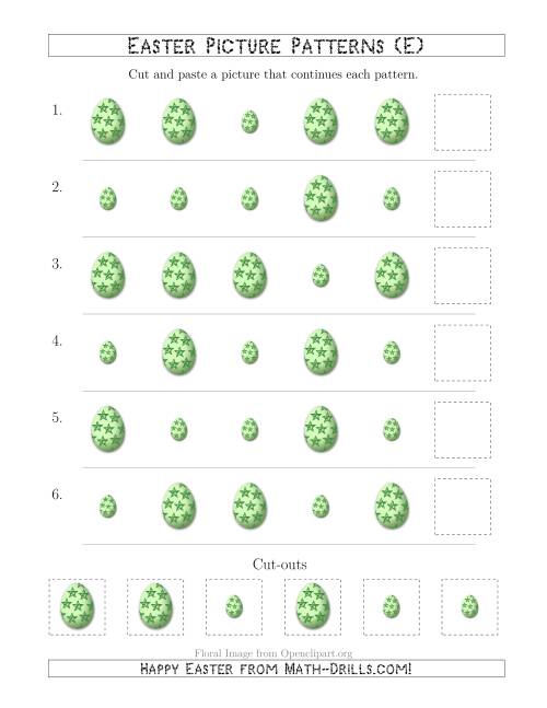 The Easter Egg Picture Patterns with Size Attribute Only (E) Math Worksheet