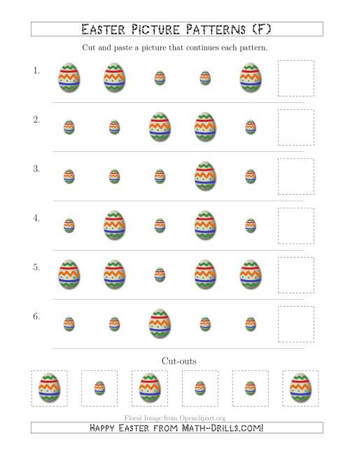 The Easter Egg Picture Patterns with Size Attribute Only (F) Math Worksheet