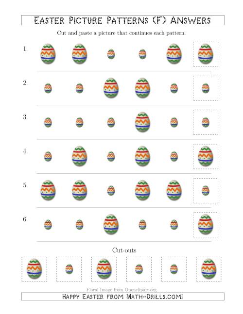 The Easter Egg Picture Patterns with Size Attribute Only (F) Math Worksheet Page 2