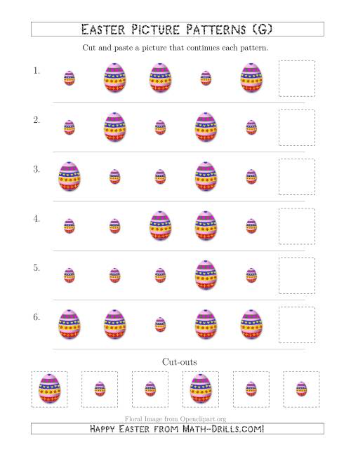 The Easter Egg Picture Patterns with Size Attribute Only (G) Math Worksheet