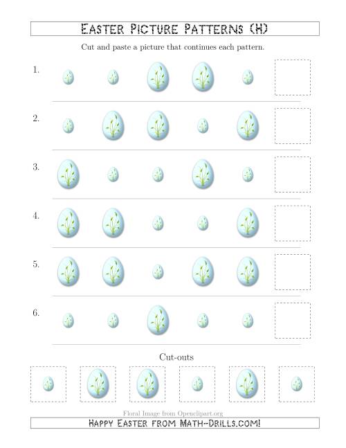 The Easter Egg Picture Patterns with Size Attribute Only (H) Math Worksheet