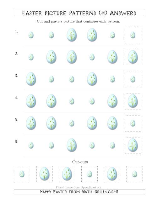 The Easter Egg Picture Patterns with Size Attribute Only (H) Math Worksheet Page 2