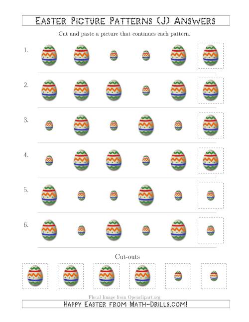 The Easter Egg Picture Patterns with Size Attribute Only (J) Math Worksheet Page 2