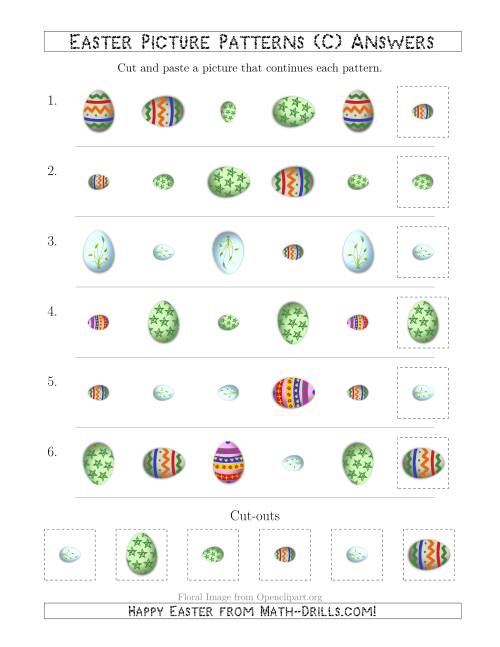 The Easter Egg Picture Patterns with Shape, Size and Rotation Attributes (C) Math Worksheet Page 2