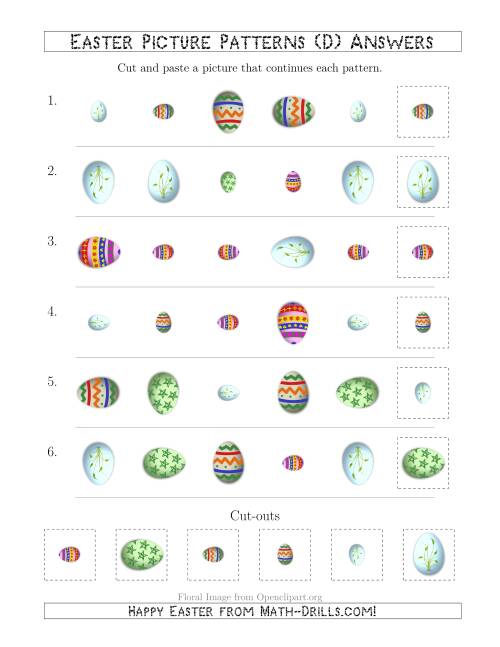 The Easter Egg Picture Patterns with Shape, Size and Rotation Attributes (D) Math Worksheet Page 2