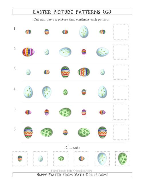 The Easter Egg Picture Patterns with Shape, Size and Rotation Attributes (G) Math Worksheet