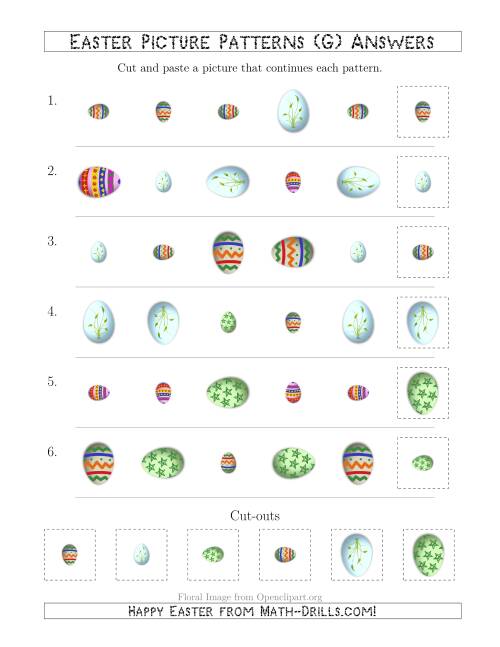 The Easter Egg Picture Patterns with Shape, Size and Rotation Attributes (G) Math Worksheet Page 2