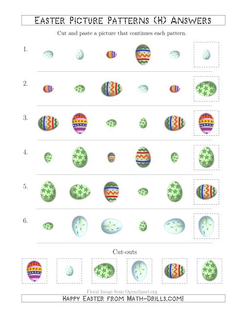 The Easter Egg Picture Patterns with Shape, Size and Rotation Attributes (H) Math Worksheet Page 2