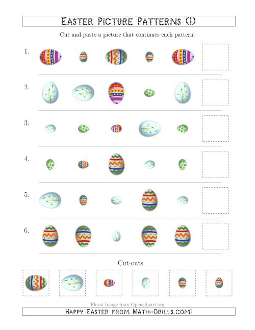 The Easter Egg Picture Patterns with Shape, Size and Rotation Attributes (I) Math Worksheet