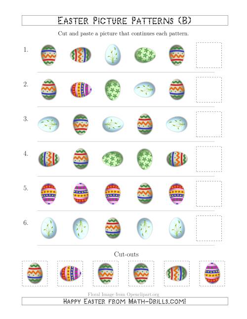 The Easter Egg Picture Patterns with Shape and Rotation Attributes (B) Math Worksheet
