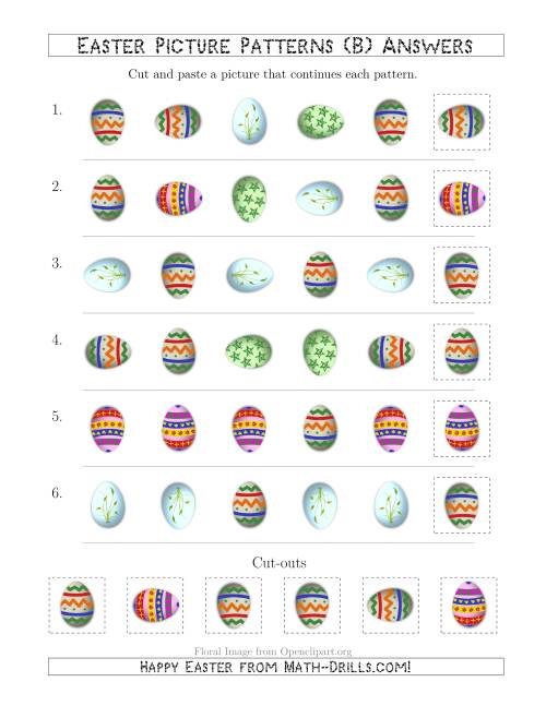The Easter Egg Picture Patterns with Shape and Rotation Attributes (B) Math Worksheet Page 2