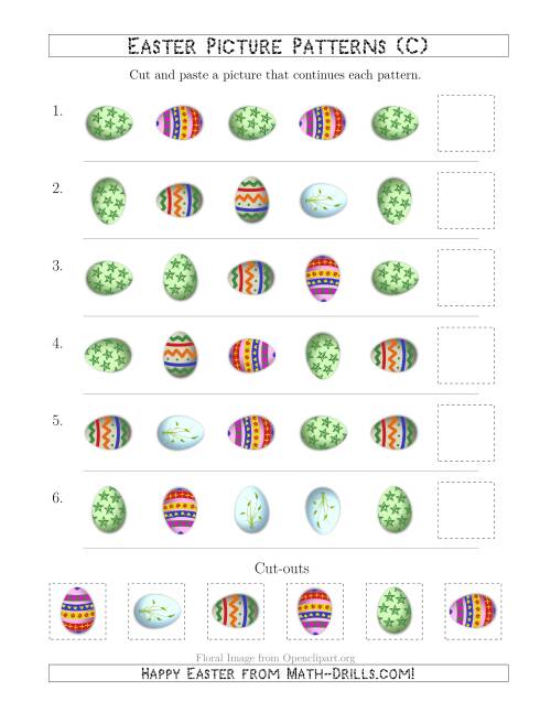The Easter Egg Picture Patterns with Shape and Rotation Attributes (C) Math Worksheet