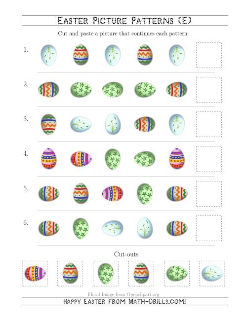 The Easter Egg Picture Patterns with Shape and Rotation Attributes (E) Math Worksheet