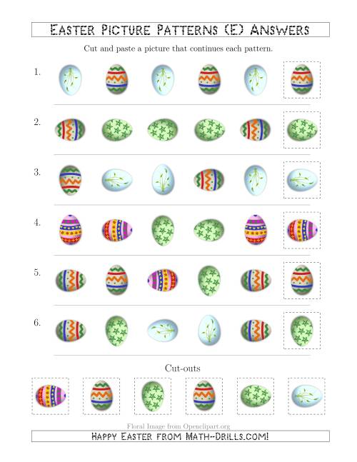 The Easter Egg Picture Patterns with Shape and Rotation Attributes (E) Math Worksheet Page 2
