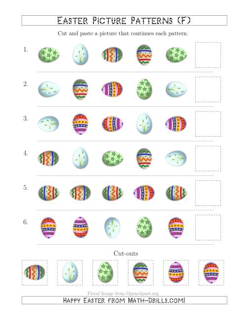 The Easter Egg Picture Patterns with Shape and Rotation Attributes (F) Math Worksheet
