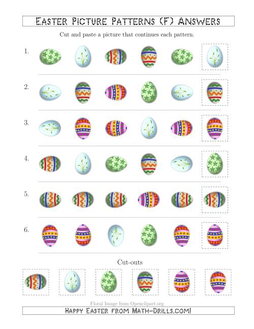 The Easter Egg Picture Patterns with Shape and Rotation Attributes (F) Math Worksheet Page 2