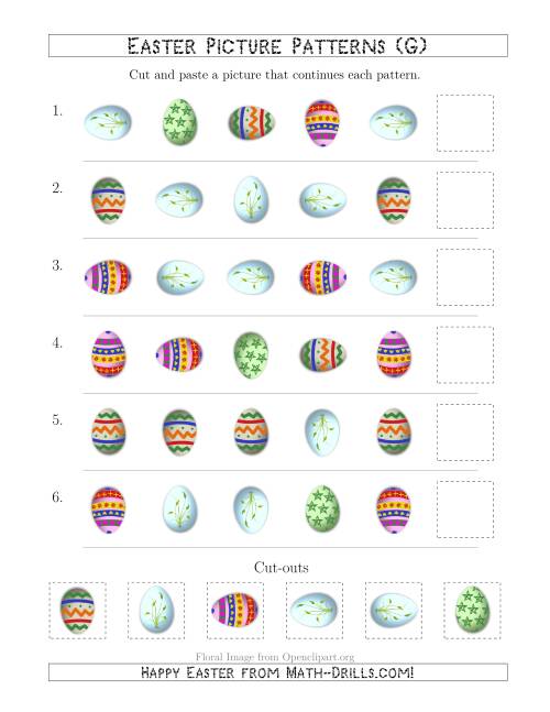 The Easter Egg Picture Patterns with Shape and Rotation Attributes (G) Math Worksheet