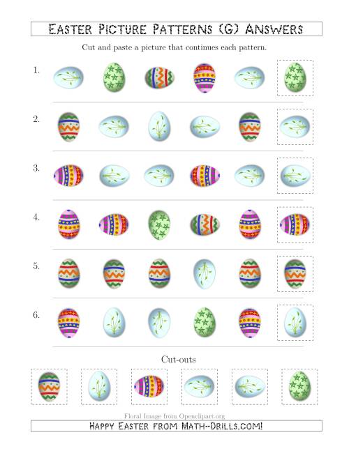 The Easter Egg Picture Patterns with Shape and Rotation Attributes (G) Math Worksheet Page 2
