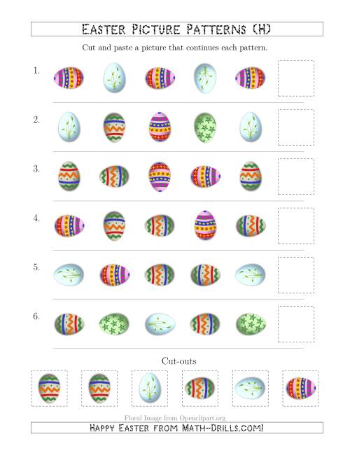 The Easter Egg Picture Patterns with Shape and Rotation Attributes (H) Math Worksheet