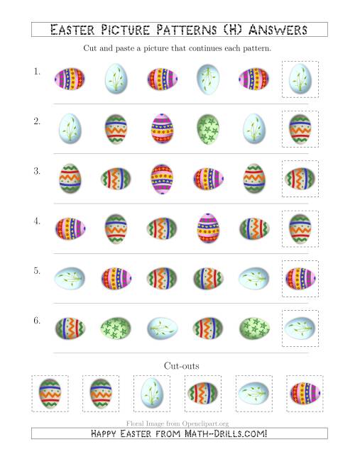 The Easter Egg Picture Patterns with Shape and Rotation Attributes (H) Math Worksheet Page 2