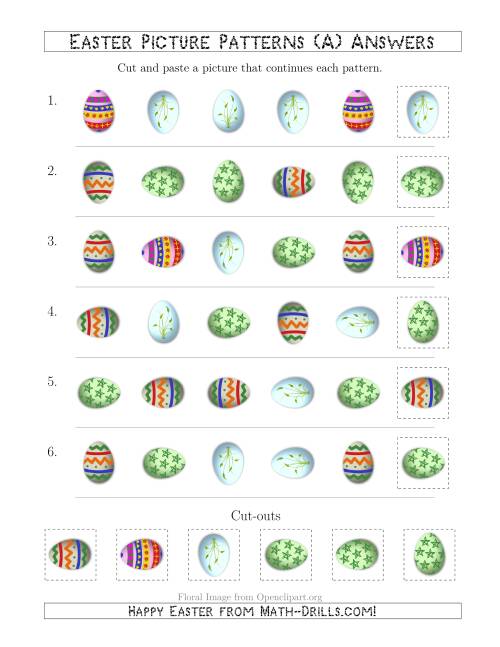 The Easter Egg Picture Patterns with Shape and Rotation Attributes (All) Math Worksheet Page 2