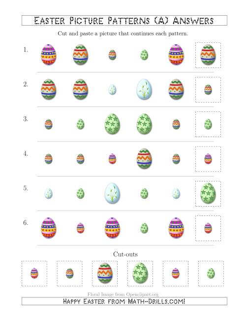 The Easter Egg Picture Patterns with Shape and Size Attributes (A) Math Worksheet Page 2